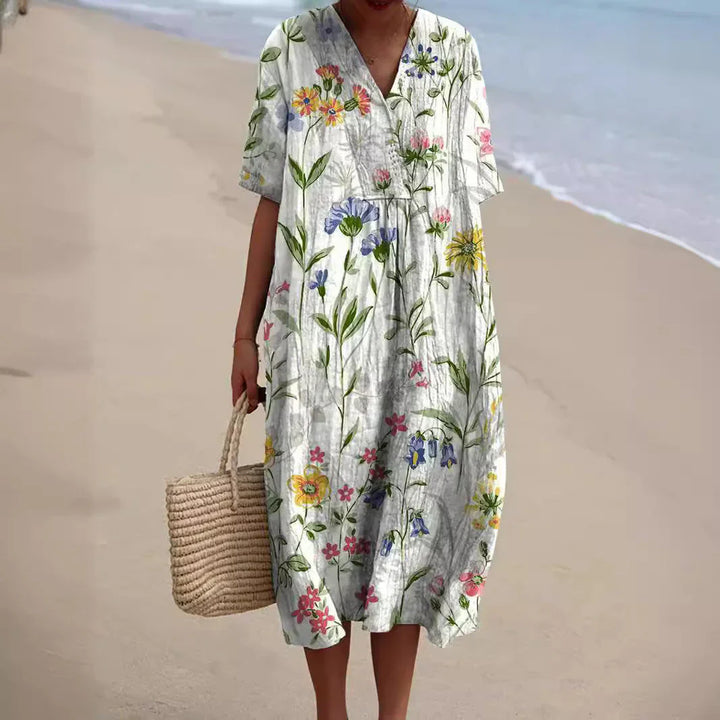 Damen Sommerkleid mit Blumenmuster | Luftig &amp; leicht, femininer Schnitt | Ideal für Strand, Park &amp; Alltag im Sommer