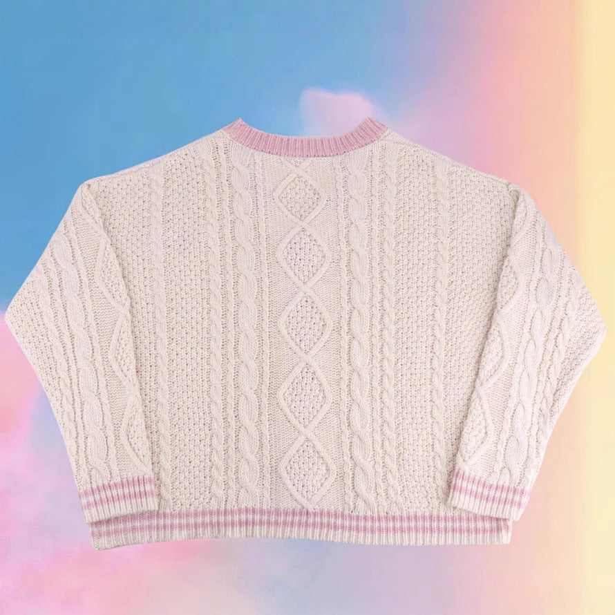 Damen Strickjacke mit Zopfmuster und Herz- und Sternapplikationen | Weicher Cardigan mit V-Ausschnitt und Knopfleiste für Alltag