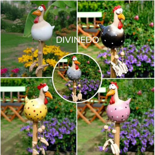 Gartenfigur Huhn | 28 cm aus wetterfestem Kunstharz für Garten, Terrasse und Innenbereich