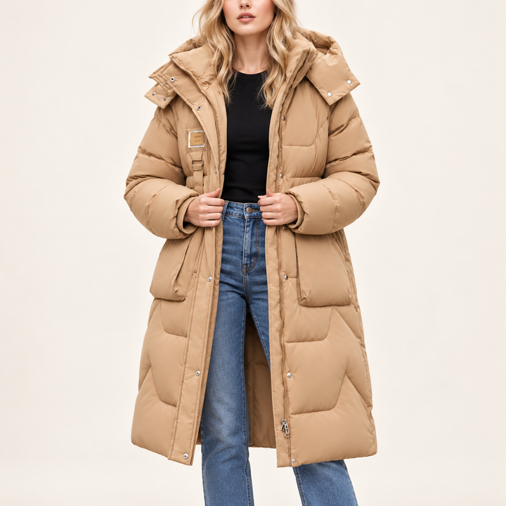 Damen Wintermantel wasserdicht mit abnehmbarer Kapuze | Warmer Winterparka mit Innenfutter und geräumigen Taschen für kalte Tage