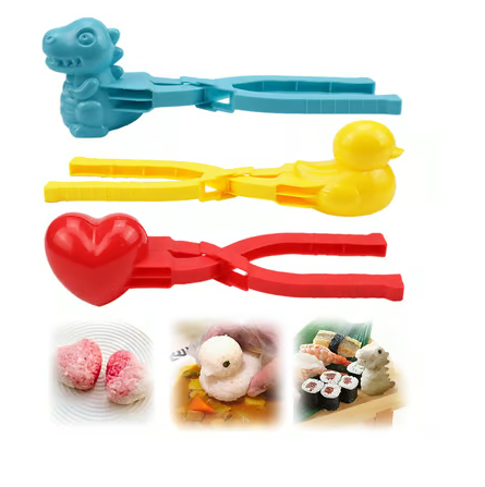 Kawaii Reiszangen-Set mit Herz-, Enten- &amp; Dinoform | Für Onigiri, Sushi &amp; Bento | Einfaches Formen ohne Kleben