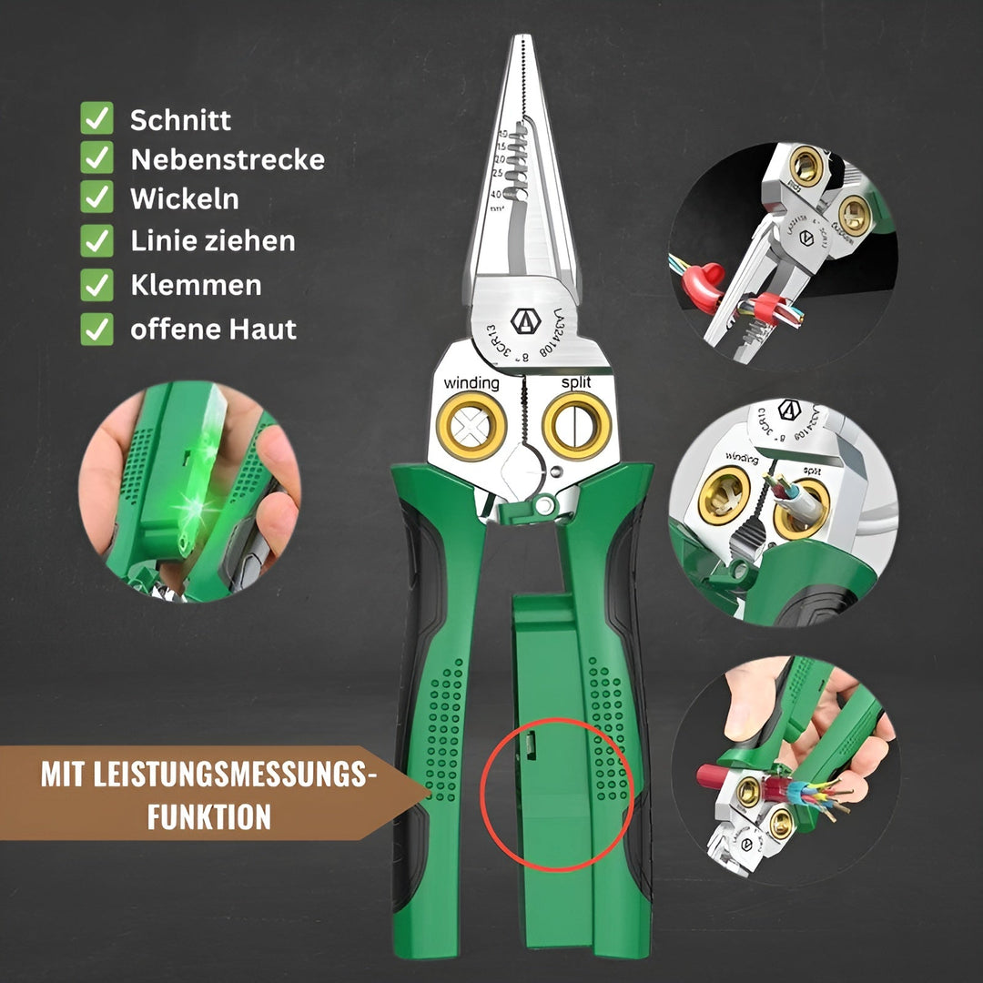 Multifunctional wire stripper 207 mm | Precise stripping &amp; cutting | With spring mechanism &amp; optional voltage detector