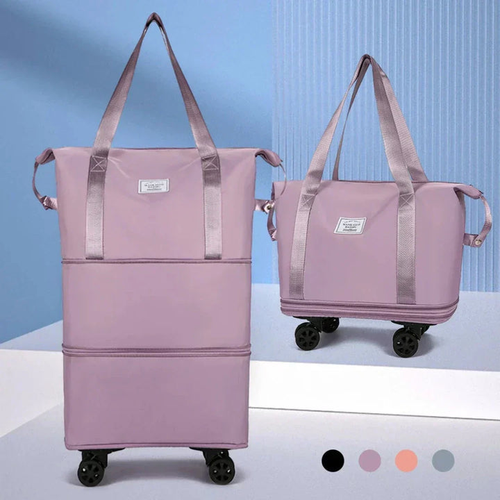 Reise-Organizer Koffer mit Fächersystem | Erweiterbarer Stauraum + optionale Rollen | Ordnung beim Packen | Farben Schwarz/Lila/Rosa/Blau
