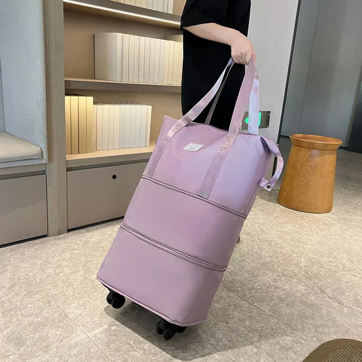 Reise-Organizer Koffer mit Fächersystem | Erweiterbarer Stauraum + optionale Rollen | Ordnung beim Packen | Farben Schwarz/Lila/Rosa/Blau