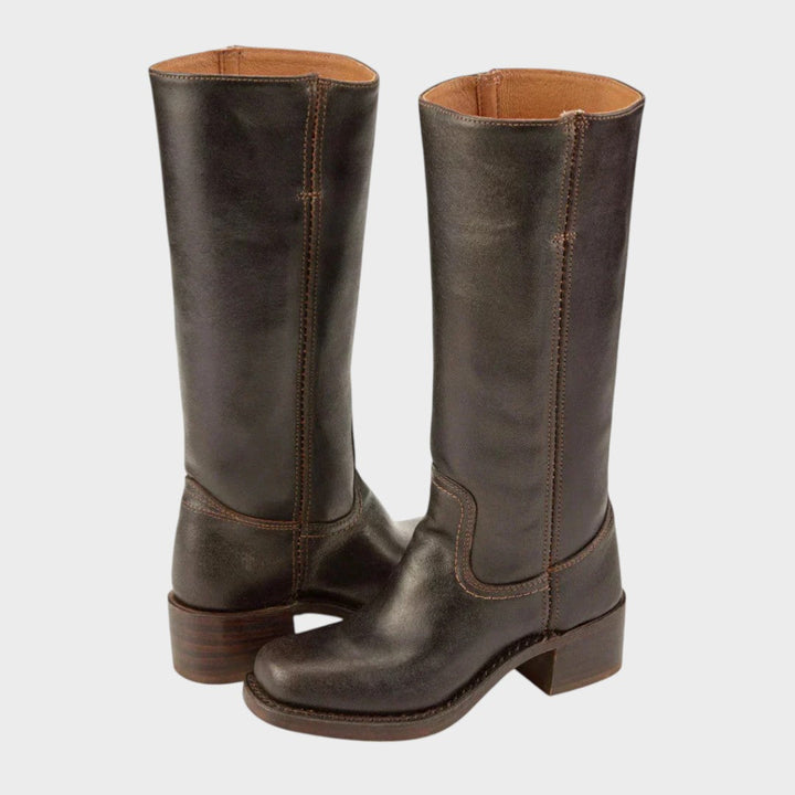 Damen Cowboy Stiefeletten mit Plateau | Western Boots mit Ziernähten und bequemer Passform für Jeans, Kleider und Röcke