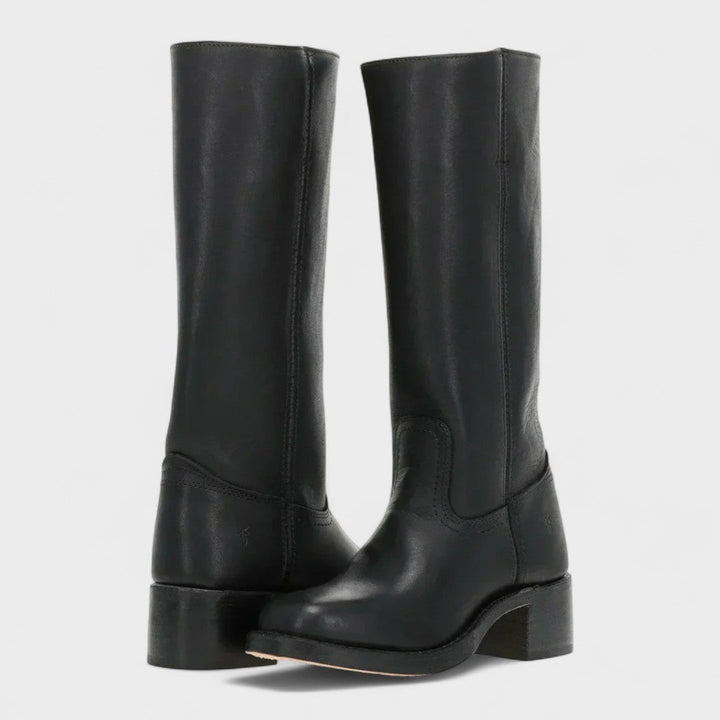 Damen Cowboy Stiefeletten mit Plateau | Western Boots mit Ziernähten und bequemer Passform für Jeans, Kleider und Röcke