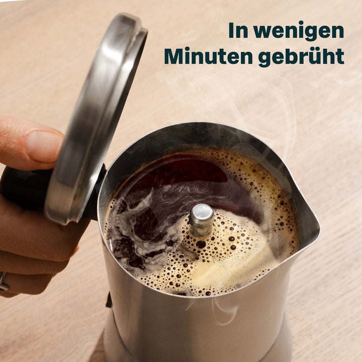 Espressokocher-Set | 3-teilig mit manueller Kaffeemühle, Milchaufschäumer und Zubehör für bis zu 6 Tassen