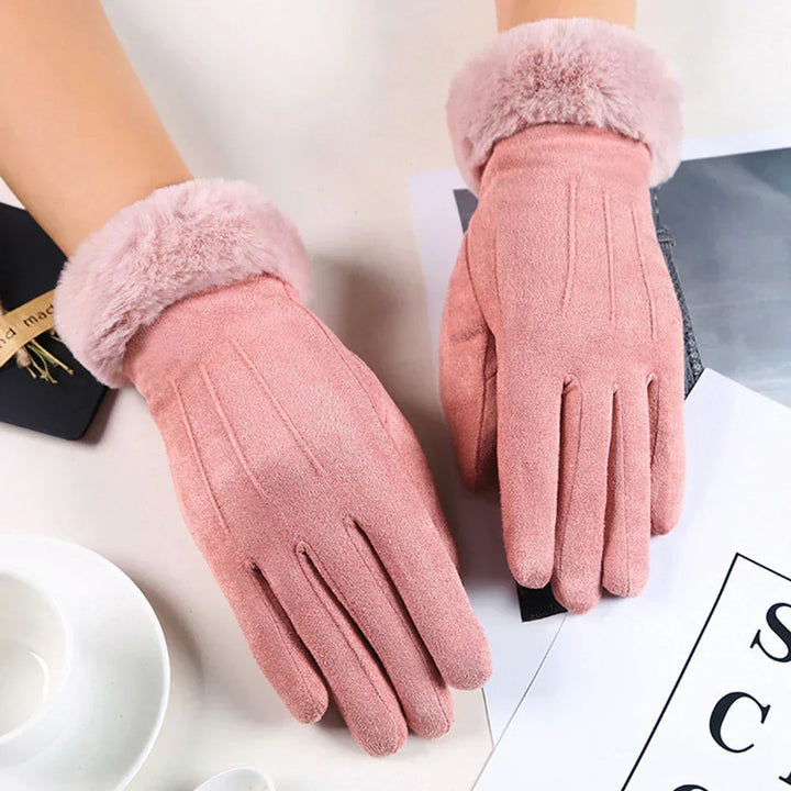 Damen Wildlederhandschuhe für Winter | Warme elegante Handschuhe mit geschmeidiger Oberfläche für Alltag und festliche Anlässe