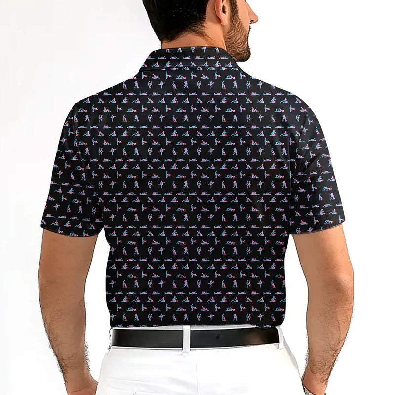 Herren Poloshirt mit Print | Atmungsaktives Stretch Polo im Slim Fit | Freizeitshirt für Alltag, Urlaub &amp; Freizeit