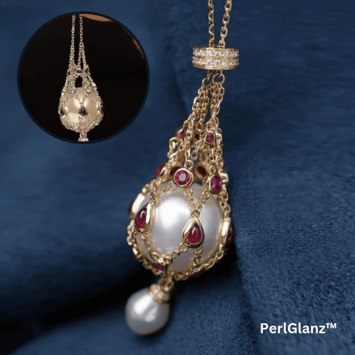 Perlen-Anhänger mit Süßwasserperle &amp; Edelstein | Lavalier-Design, zeitlose Eleganz | 35 Zoll Kette, 14–15 mm Perle