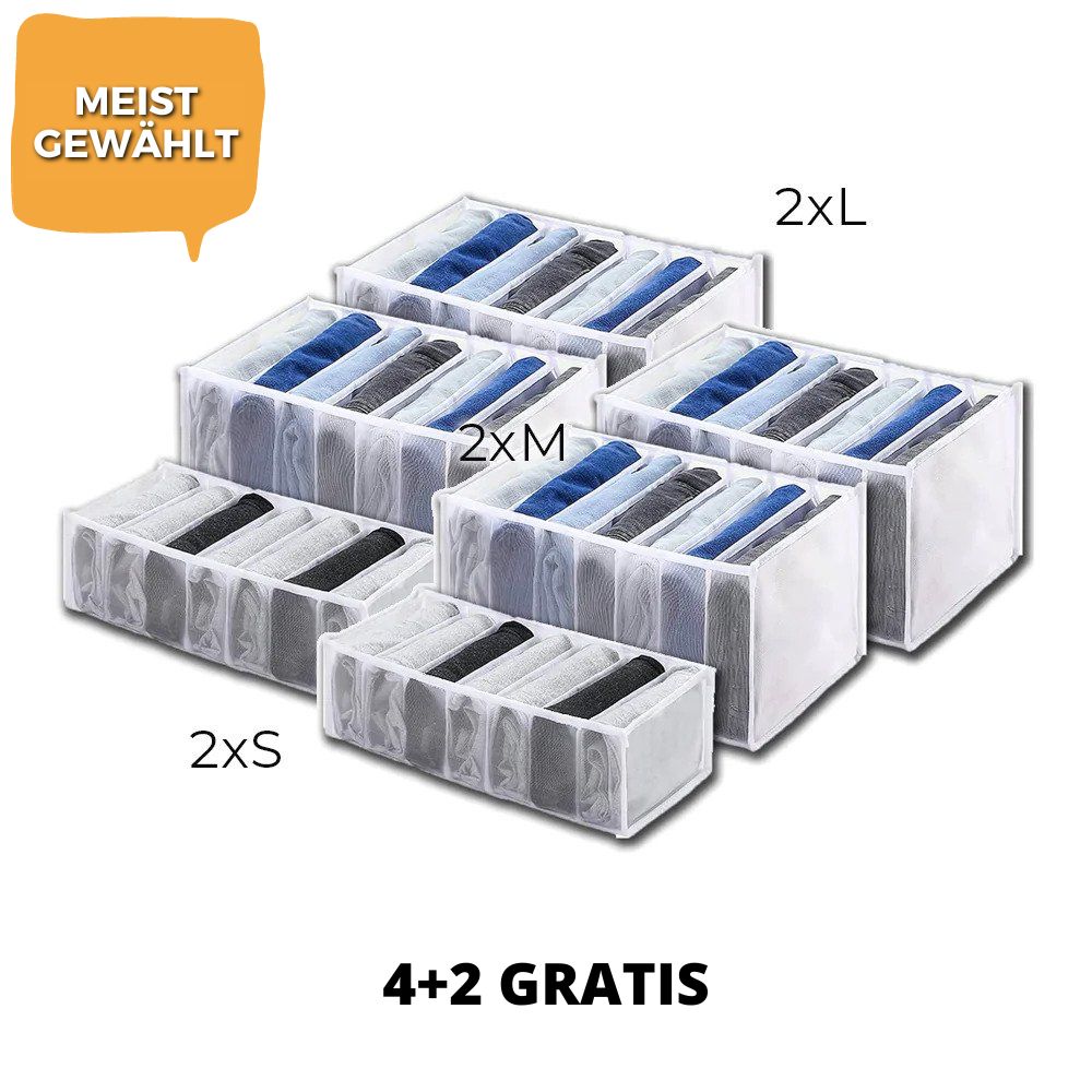 Kleiderschrank-Organizer Set | Faltenfrei &amp; übersichtlich sortieren | Für Socken, Shirts &amp; Hosen | Nylon/Oxford, 3 Größen