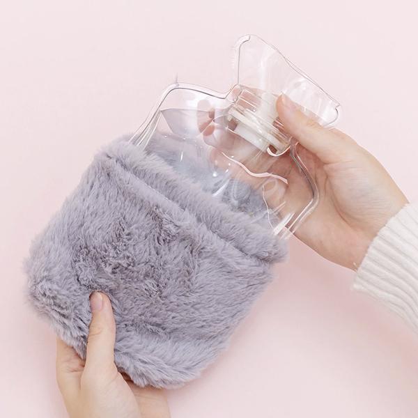 Plüsch Hase Wärmflasche 350 ml | Wärmflasche mit abnehmbarem waschbarem Fleecebezug und auslaufsicherem Drehverschluss
