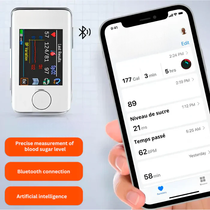 Gesundheits-Monitoring Gerät | Tragbar &amp; per Bluetooth-App | Messwerte übersichtlich in Echtzeit | Für den Alltag