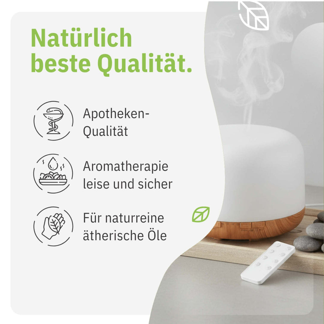 Aromadiffusor | 500 ml Ultraschall-Diffuser mit Fernbedienung und LED