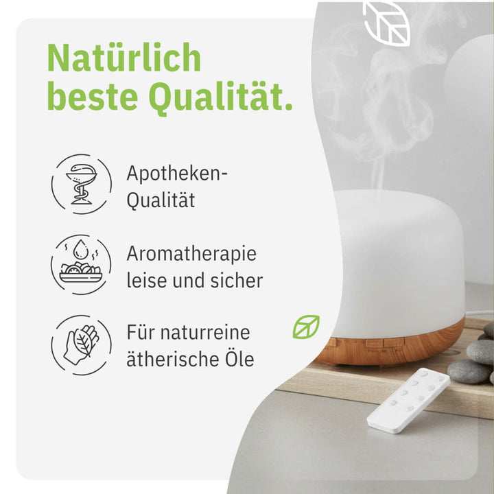 Aromadiffusor | 500 ml Ultraschall-Diffuser mit Fernbedienung und LED