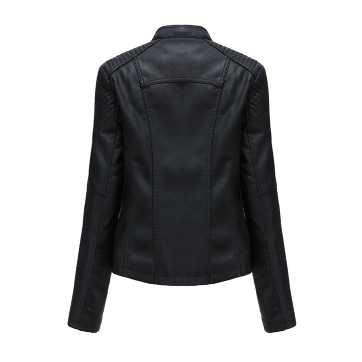 Damen Lederjacke mit Reißverschluss | Langarm Jacke mit Reverskragen, Seitentaschen und markanten Nähten für vielseitige Looks
