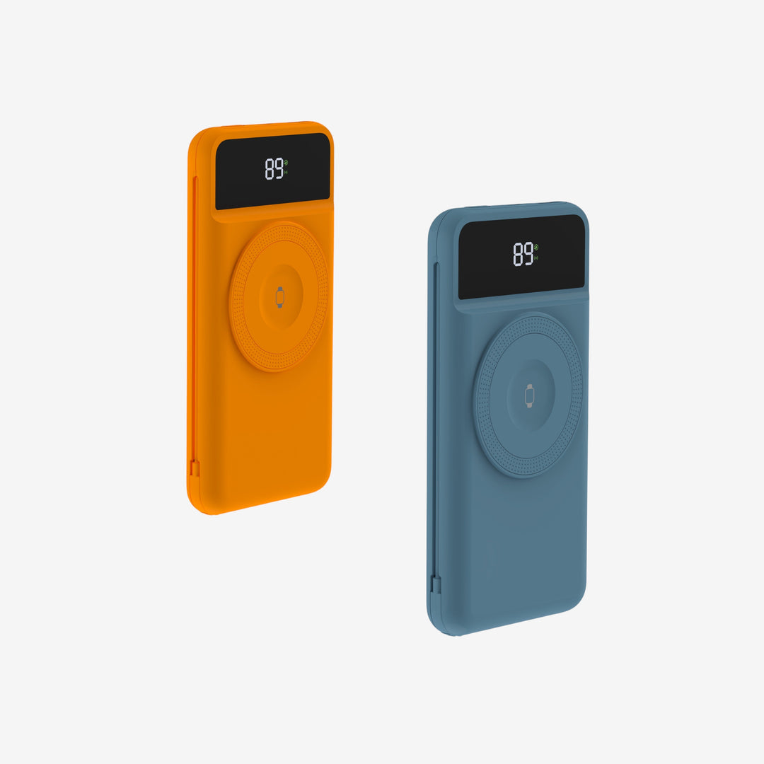 Powerbank 10.000 mAh mit Reiseladegerät | 5-in-1 Ladegerät mit Qi &amp; integrierten Kabeln