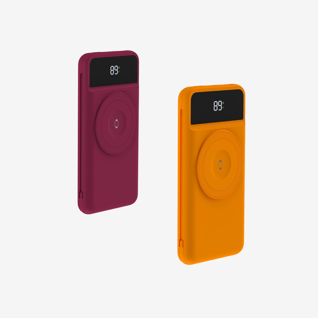 2er-Set 5-in-1 Powerbank 10.000 mAh | Reiseladegerät mit USB-C, Lightning, Qi-Laden und internationalen Adaptern