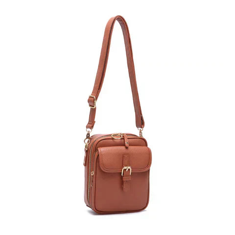 Damen Crossbody-Tasche mit Kartenfächern | Kleine Umhängetasche mit 2 Hauptfächern, Reißverschluss &amp; verstellbarem Gurt