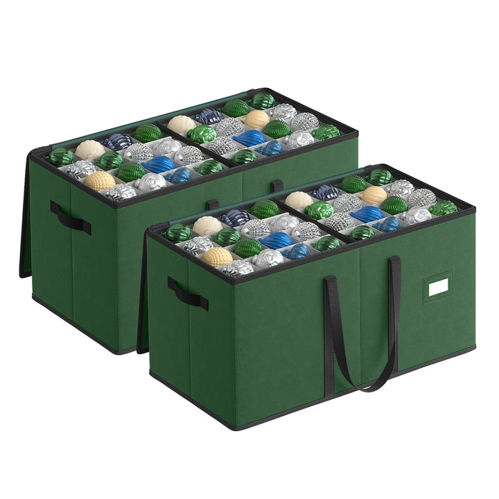 Aufbewahrungsbox für Weihnachtskugeln | Stapelbare Weihnachtsdeko-Aufbewahrung mit Deckel, verstellbaren Trennwänden und Etikettenhalter