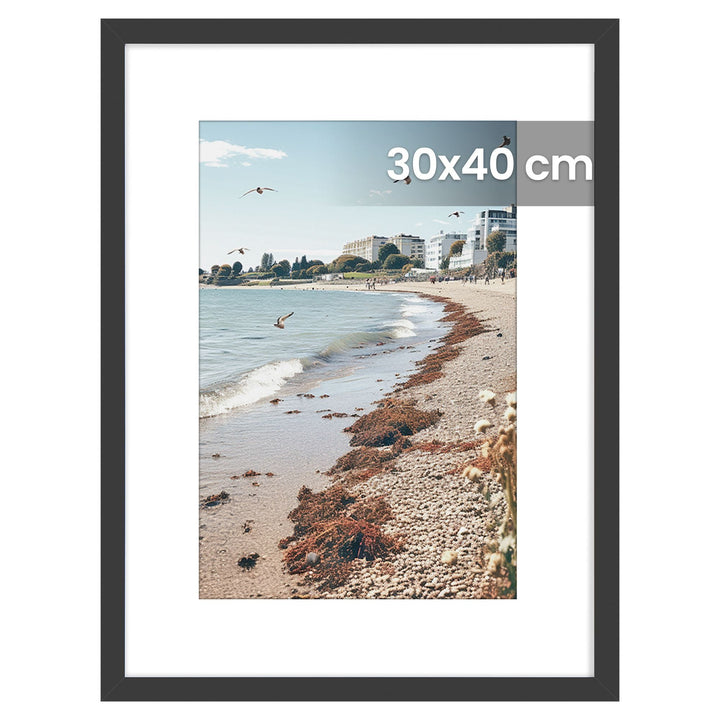 Bilderrahmen A4 im 3er Set aus PVC | Schwarze Fotorahmen zum Aufhängen und Aufstellen | Mit Wandhaken für Fotos und Kunstdrucke