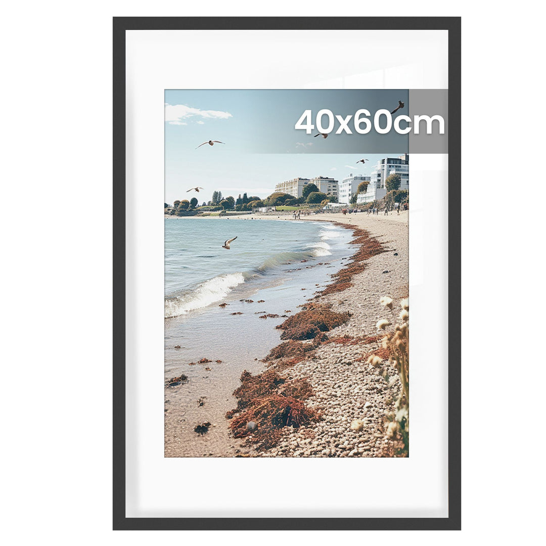 Bilderrahmen A4 im 3er Set aus PVC | Schwarze Fotorahmen zum Aufhängen und Aufstellen | Mit Wandhaken für Fotos und Kunstdrucke