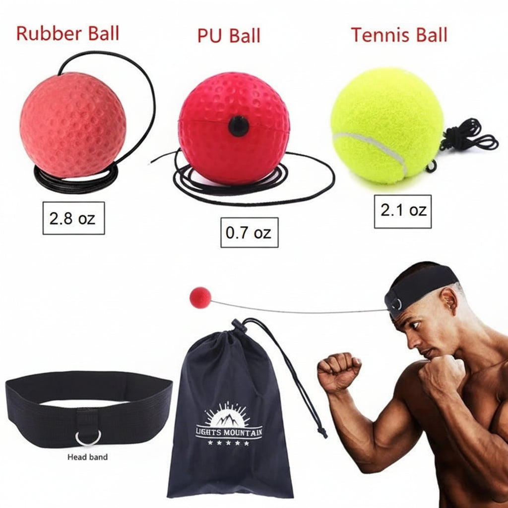 Kopfband-Boxball Trainingsset | Reflexball mit verstellbarem Stirnband für Reaktionstraining, Koordination &amp; Fitness