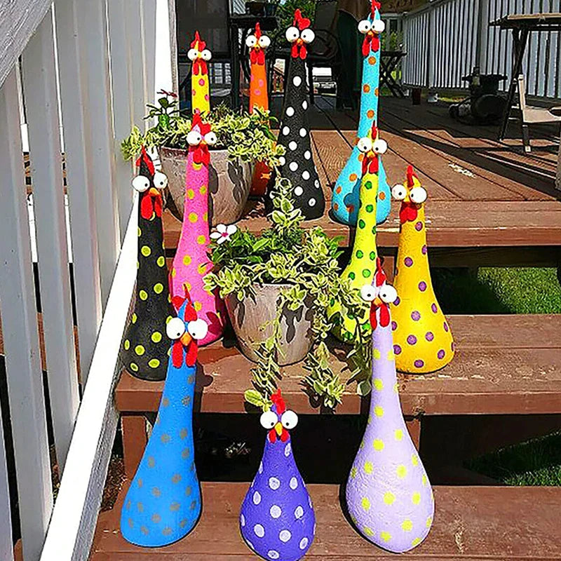 Chicken garden decoration made of resin | Weatherproof &amp; durable | Fun decoration for garden, balcony &amp; terrace