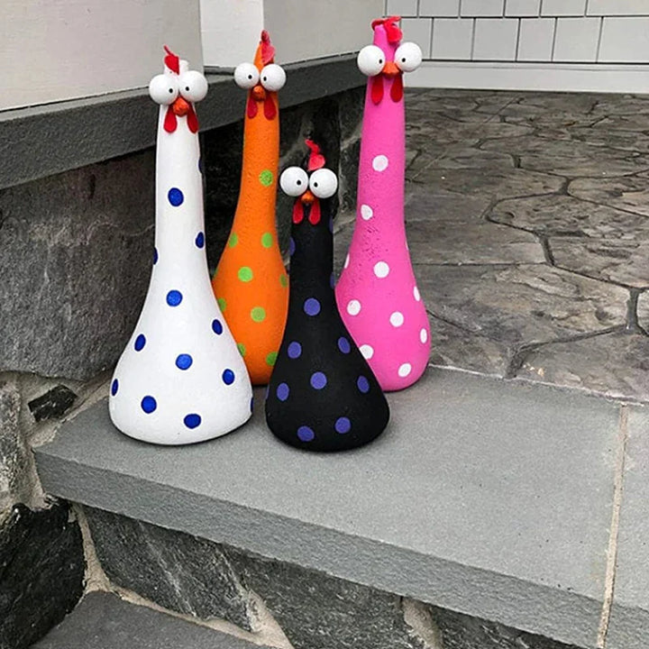 Chicken garden decoration made of resin | Weatherproof &amp; durable | Fun decoration for garden, balcony &amp; terrace