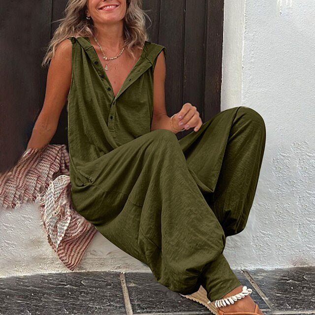 Damen Jumpsuit mit weitem Schnitt | Eleganter Overall aus knitterarmer Stoffqualität | Stilvoller Anlass-Look