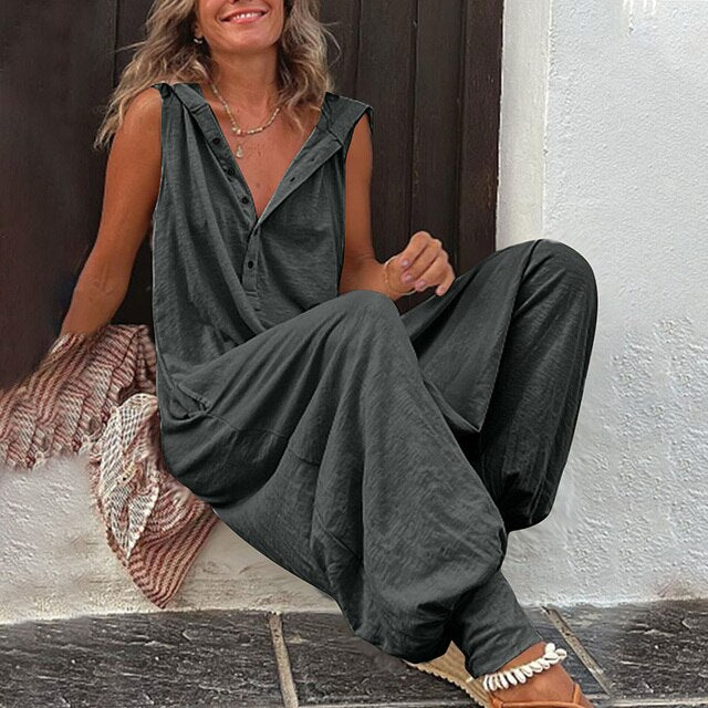 Damen Jumpsuit mit weitem Schnitt | Eleganter Overall aus knitterarmer Stoffqualität | Stilvoller Anlass-Look