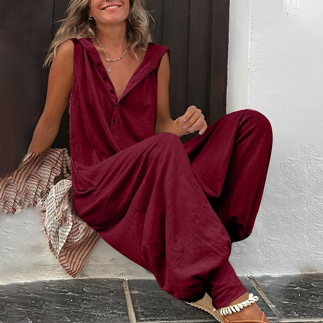 Damen Jumpsuit mit weitem Schnitt | Eleganter Overall aus knitterarmer Stoffqualität | Stilvoller Anlass-Look