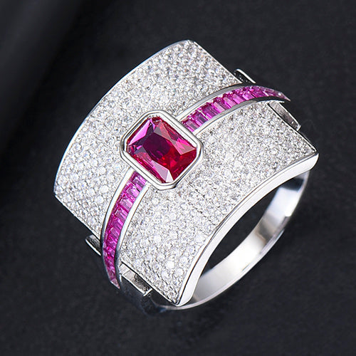 Damen Ring mit Cubic Zirkonia | Eleganter Stapelring im Luxus-Design | Funkelnder Statement- &amp; Verlobungsring
