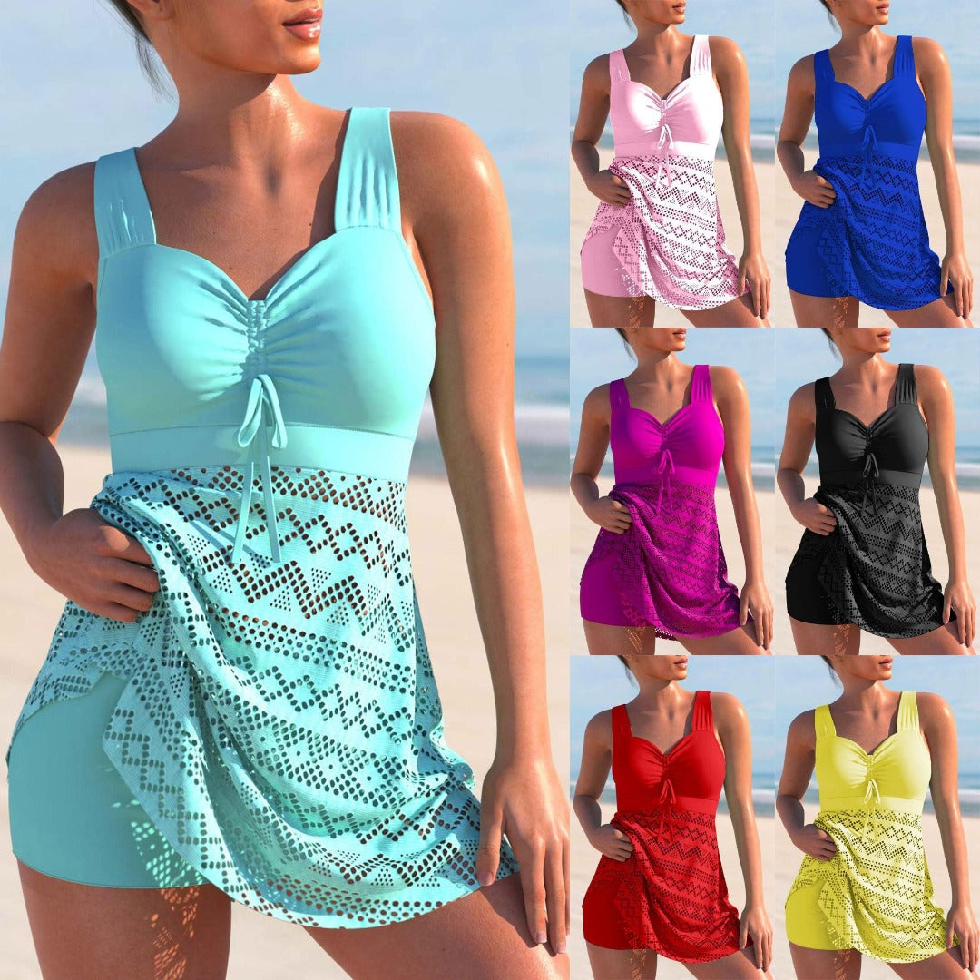 Damen Tankini-Set gepolstert | Gerüschtes Oberteil für schmeichelnde Silhouette | Komfort &amp; Halt für Strand, Pool &amp; Urlaub