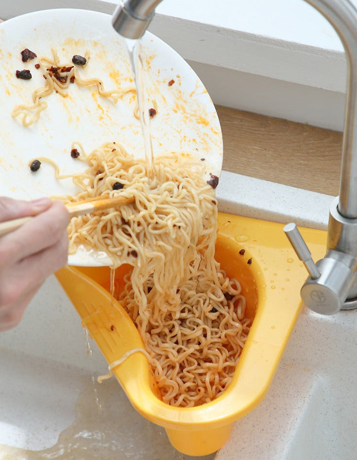 Filtre d’évier d’angle avec crochet lot de 2 | Design cygne, gain de place | Pour déchets de cuisine, égouttoir et porte-éponge