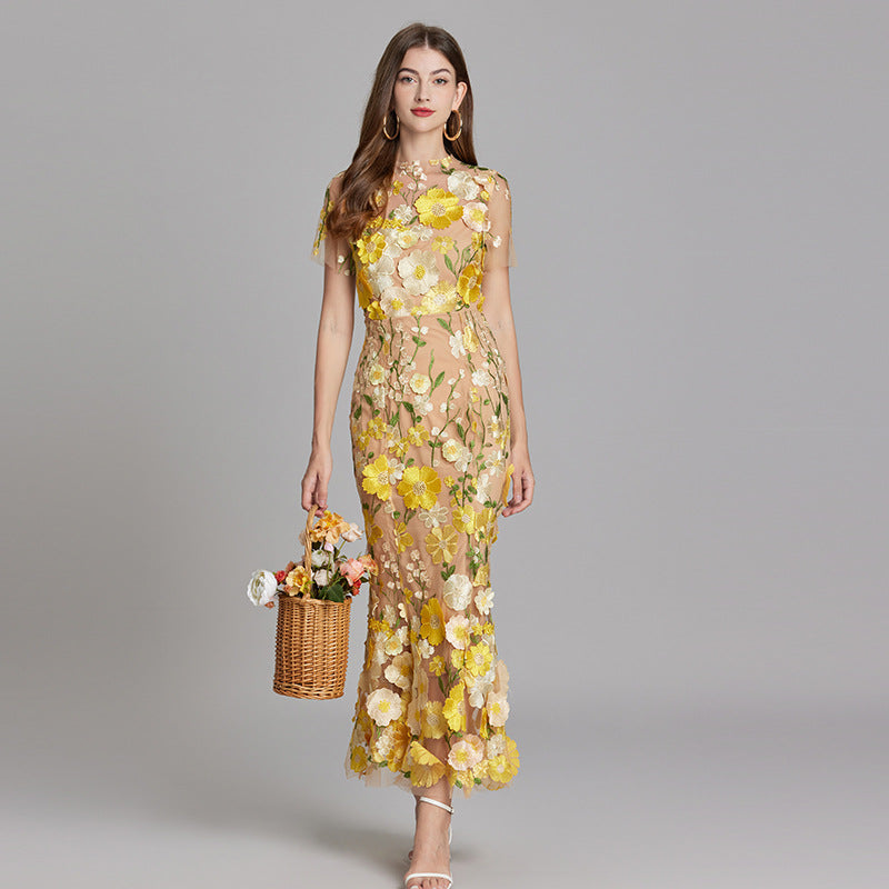 Elegantes Ärmelloses Besticktes Damenkleid | Maxi