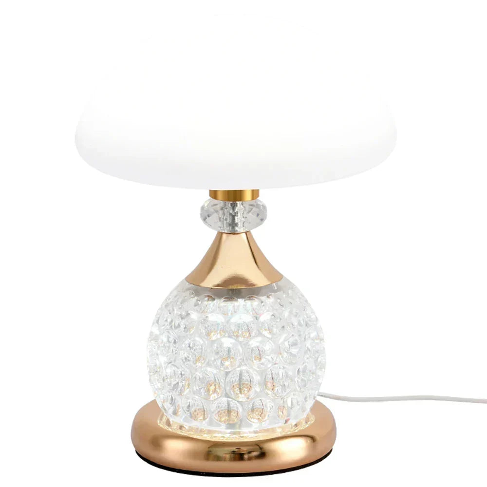 LED Pilz Tischlampe 28 cm mit Kristalloptik | Warmweißes Licht im Vintage-Design | Dekolampe für Wohnzimmer und Schlafzimmer