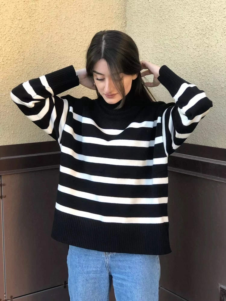Damen gestreifter Pullover mit horizontalen Streifen | Vielseitiger Streifenpullover für lässige Freizeitlooks und elegante Outfits