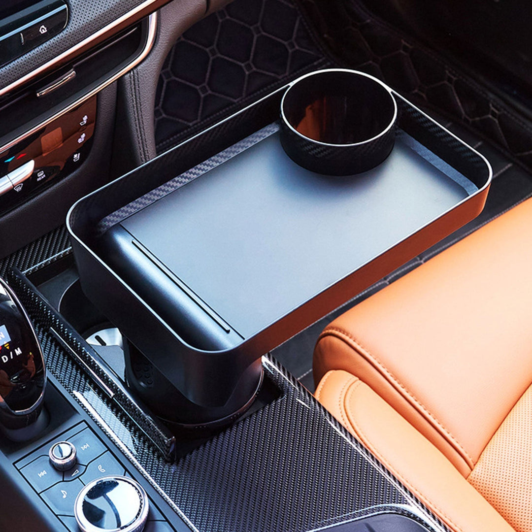 Auto Getränkehalter-Erweiterung mit Ablagetisch | 360° Drehbar &amp; Universelle Passform | Praktische Ablage für Getränke, Snacks &amp; Geräte
