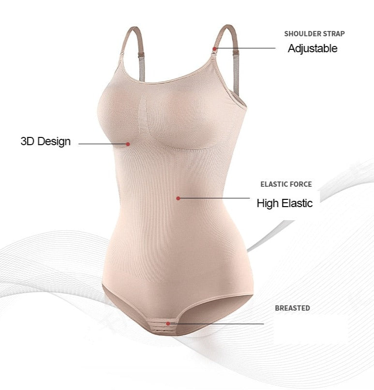 Naisten muotoileva body syvällä pääntiellä | Muotoileva bodysuit sileälle siluetille | Hengittävä, joustava, näkymätön