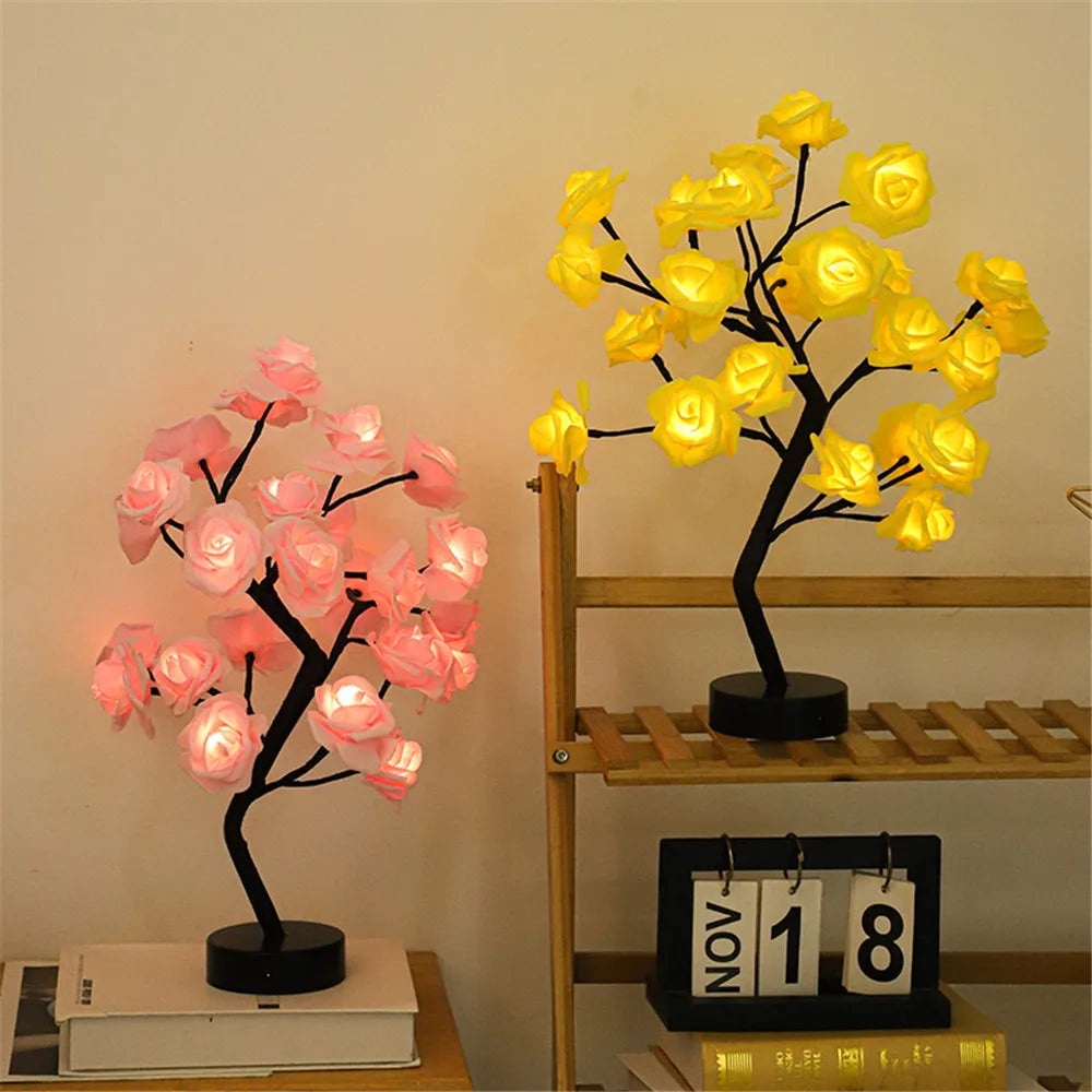Arbre bonsaï lumineux LED avec socle tactile | Branches réglables &amp; plusieurs modes lumineux | USB ou piles, déco pour la maison