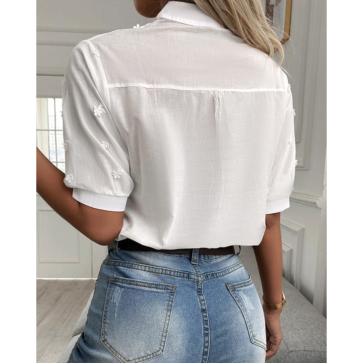 BellaVita™ – Camicetta bianca da donna con maniche a sbuffo di stile
