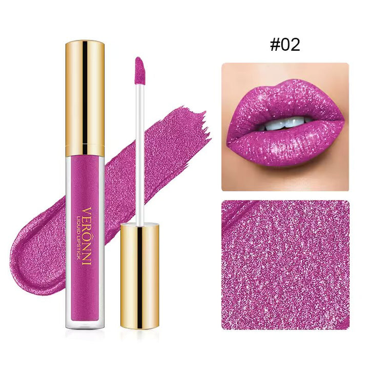 Glänzender Liquid Lipstick mit Schimmer | Langanhaltende Farbe bis zu 12 Std. | Pflege mit Kamille &amp; Sojaextrakten, weich &amp; strahlend