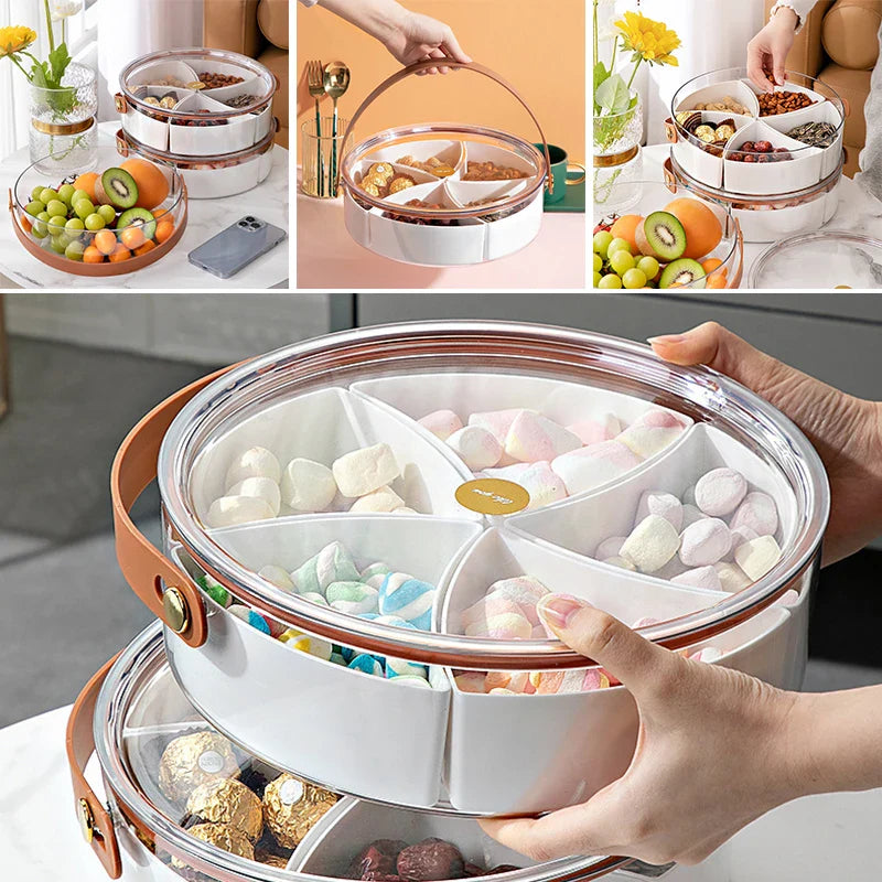 HandleTray™ Divided Serving Tray with Lid and Handle