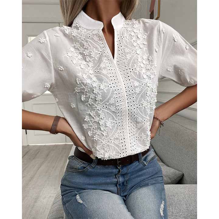 BellaVita™ – Camicetta bianca da donna con maniche a sbuffo di stile