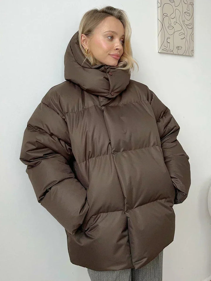 Damen Steppjacke für Herbst und Winter | Warm gefütterte Oversize Winterjacke mit langen Ärmeln und praktischen Taschen