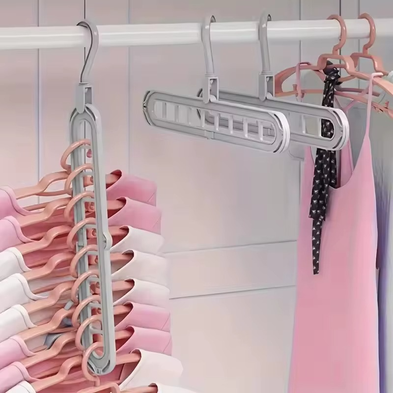 Drehbare Kleiderbügel 4er Set mit 9 Löchern | Platzsparende Schrankorganisation | 360° Drehbar &amp; Faltbar