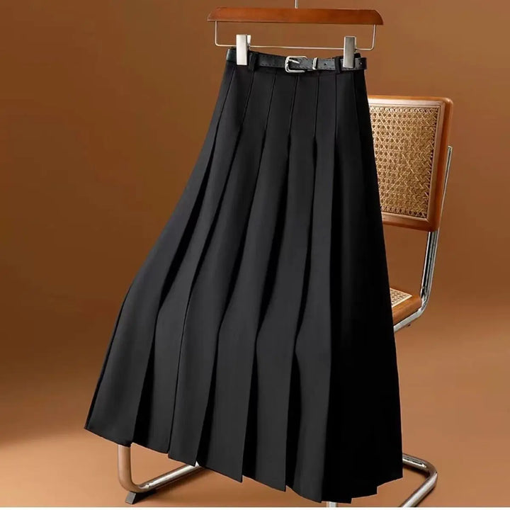 Damen Faltenrock Midi mit Gürtel | Eleganter Plisseerock mit hoher Taille &amp; ausgestelltem Schnitt für Alltag &amp; Büro