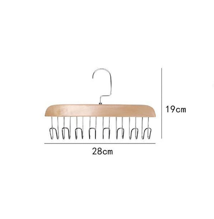 Anti-Rutsch Mehrfach-Kleiderhaken mit 8 Haken | Stahl &amp; Holz | Für Jacken, Taschen, Schals &amp; Dessous | 18,5 × 28 cm