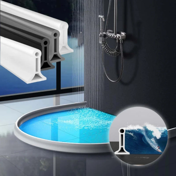 Duschabdichtung Silikon selbstklebend | Wasserstopp-Leiste gegen Spritzwasser | Zuschneidbar | 150–400 cm für Dusche &amp; Bad